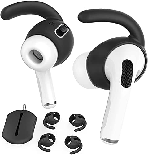 AhaStyle 3 Pairs AirPods Pro Ear Hooks Covers Accessories [Added Storage Pouch] Compatible with Apple AirPods Pro 2019 (Black)