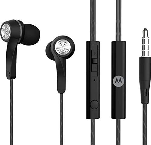 Motorola Pace 120 in-Ear Headphones with Mic, Volume Control &amp; Alexa Built-in(Black)