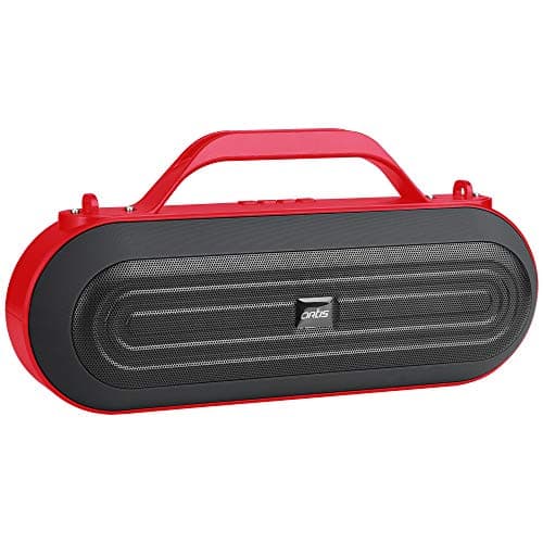 Artis BT09 Portable Wireless Bluetooth Speaker with Mobile Holder/USB/FM Radio/TF Card Reader/AUX in &amp; Hands Free Calling Mic.(Red) (12W RMS Outpu