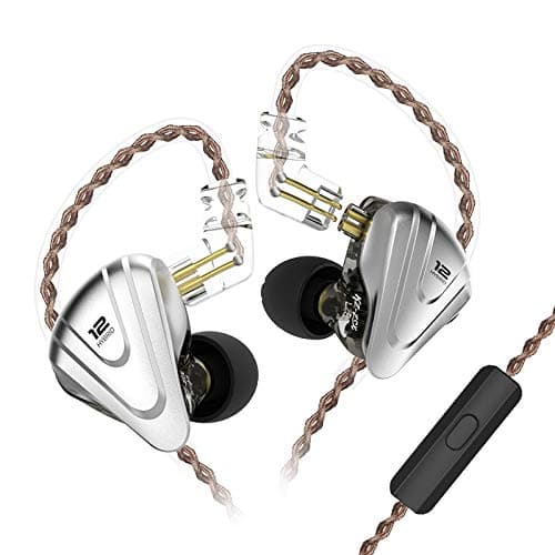 KZ (ZSX with Mic) Phenomenal 5BA+1DD 6 Driver Hybrid in-Ear HiFi Earphones with Zinc Alloy Faceplate, 0.75mm 2 Pin Detachable Cable for Audiophile Mus