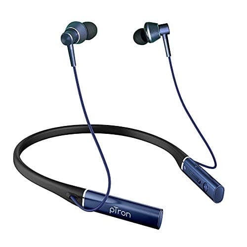 PTron Renewed Tangent Plus Magnetic in-Ear Wireless Bluetooth 5.0 Ergonomic Neckband Headphones with Mic, 15hrs Playback with Deep Bass, TF Player and