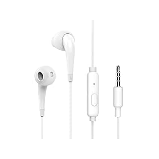 Oraimo in Ear Wired Earphones with Microphone, Noise Isolating Wired Earbuds, Punchy Bass Half-in-Ear Headest for Sport, Compatible with Android and iOS Smartphones, Mp3 Players,Laptop, Tablet (White)