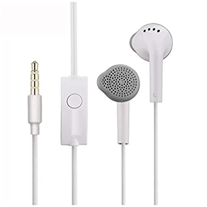 Khushi Compatible With for Earphone Original Samsung Galaxy M32 5G Wired Stereo Deep Bass Hands-Free Headsets | 3.5 MM Audio Jack | Answer Calling With Mic, Call End Button | Samsung YS Earphone White
