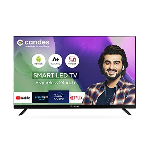 Candes 60 cm (24 Inches) Frameless Series HD Ready Smart Android Based LED TV (CTPL24EF512S) with Inbuilt Rich & Surround 20W Box Loud Speakers (Black) 2022 Model