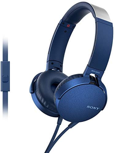 Sony MDR-XB550AP Wired Extra Bass On-Ear Headphones with Tangle Free Cable, 3.5mm Jack, Headset with Mic for Phone Calls and 1 Year Warranty - (Blue)