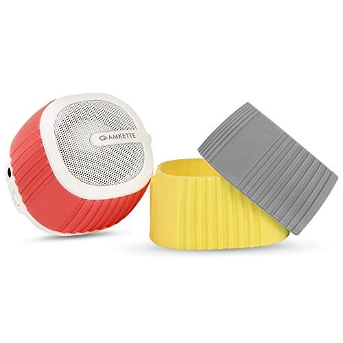 Amkette Trubeats Pixie Portable Mini Bluetooth Speaker with Mic and Multi Color Swappable Silicone Sleeves (White)