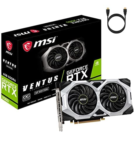 MSI NVIDIA GeForce RTX 2060 Ventus GP OC pci_e_x16 Graphics Card Dual TORX Fan 6GB GDDR6 DirectX PCI Express x16 HDCP 3 x DisplayPort 1x HDMI NVIDIA G-SYNC HDR