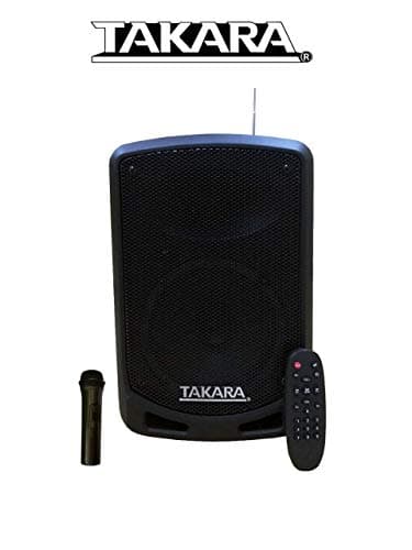 Takara Karaoke Speaker T-6106 Portable Speaker 6.5 Inch Multimedia BT, Karaoke with Recording, USB, PA System with Wireless Mic, FM.