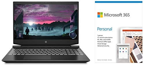 HP Pavilion Gaming 15.6-inch FHD Gaming Laptop (Ryzen 5-4600H/8GB/1TB HDD/Windows 10/NVIDIA GTX 1650 4GB/Shadow Black), 15-ec1024AX + Microsoft 365 Pe