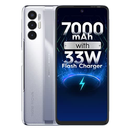 (Renewed) Tecno POVA 3 (Tech Silver, 6GB RAM, 128GB Storage)| 7000mAh Battery |33W Fast Charger | 6.9" FHD+ Display | 90 Hz Refresh Rate | 50MP Triple Camera | Helio G88 Gaming Processor