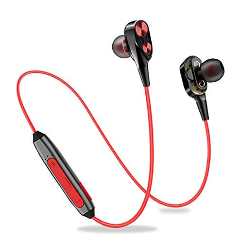(Renewed) PTron BT Headphone Boom 4D Earphone Dual Driver Sport Bluetooth Headset with Mic (Red/Black)