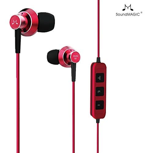 (Renewed) SoundMagic ES20BT Bluetooth Stereo Earphones with Mic (Red)