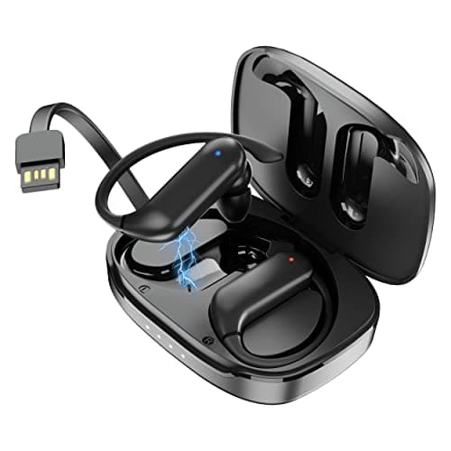 Newly Launched EDYELL® Overhook C13 True Wireless Earbuds/Earphones/in-Ear TWS Stereo Headphones with Attached USB TYPE-A Charging Technology Advanced Bluetooth V5.3 IPX7 Trusted Waterproof Extra-Long Playtime, Built-in Mic with Deep Bass for Sports and Workout