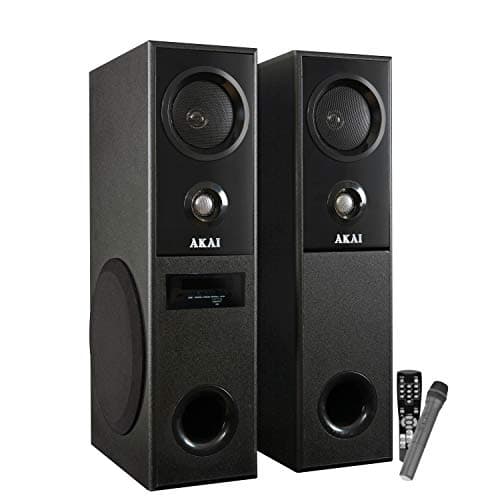 Akai Home Audio HA-TS70 Powerful 70W Speakers,Subwoofer8,Mid Range twitters,24" inch Wooden Cabinet,Echo Sound Control,Wireless Mic,FM,Full Contro