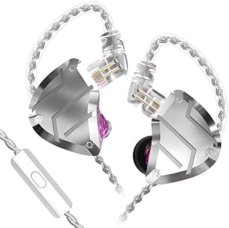 CCA C10 Pro in Ear Monitor,HiFi 1DD 4BA Hybrid Five Drivers in-Ear Earphone,Aluminum Alloy Shell+Resin Cavity Wired Earbuds with 0.75mm CPin Gold Plated Detachable Cable (with Mic, Purple 1)