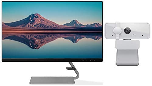 Lenovo 23.8" FHD Ultra Slim IPS Monitor 75Hz/4ms/HDMI+VGA/AMD FreeSync/Built in Speaker/LED Backlit/TUV Eye Care - Q24i-10 + Lenovo 300 FHD Webcam
