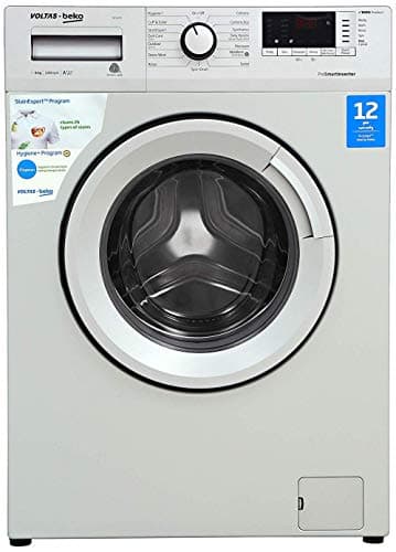 Voltas Beko 6 Kg Inverter Fully-Automatic Front Loading Washing Machine, Inbuilt Heater, 26 Stain Remover (WFL60SS, Silver)