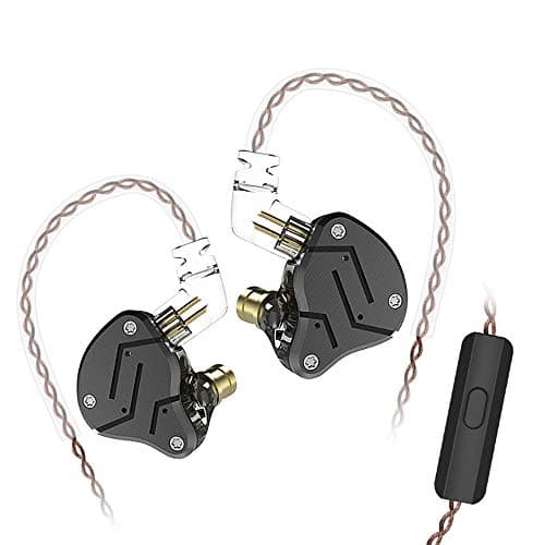 KZ ZSN Hybrid Driver IEM Detachable Tangle-Free Cable Musicians in-Ear Earbuds Headphones with Microphone (Black Grey)