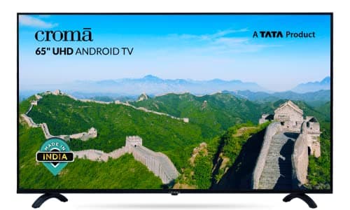 Croma 165 cm (65 Inches) 4K Ultra HD Certified Android Smart LED TV CREL065UOA024601 (Black) (2022 Model)