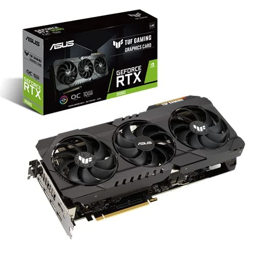 ASUS TUF Gaming NVIDIA GeForce RTX 3080 V2 OC Edition Graphics Card (PCIe 4.0, 10GB GDDR6X, LHR, HDMI 2.1, DisplayPort 1.4a, Dual Ball Fan Bearings, M