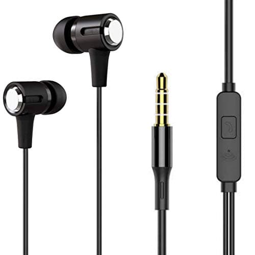 Meyaar SP Edition Headset Wired Durable Metal Earphones with Microphone with Noise Isolating Headphones Earbuds with Mic Headphones for All (Glossy Bl