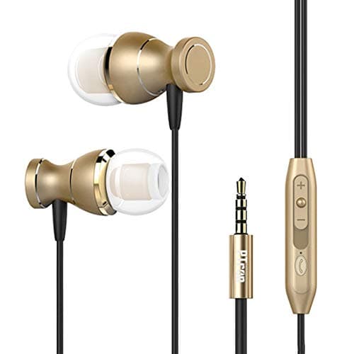 (Renewed) PTron Magg Headphone Magnetic Earphone with Noise Cancellation in-Ear Wired Headset with Mic (Gold)