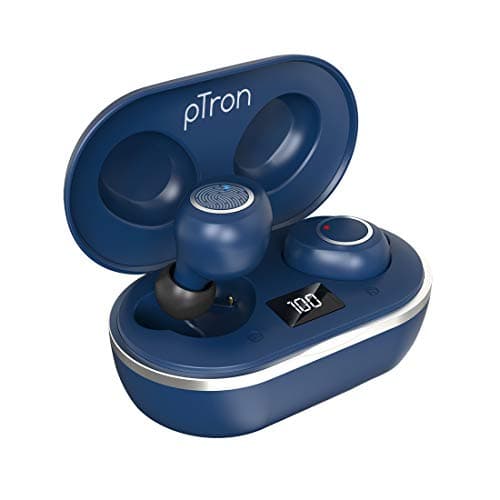 pTron Bassbuds Jets True Wireless Bluetooth 5.0 Headphones, 20Hrs Total Playback with Case, Deep Bass, Touch Control, IPX4 Water Resistant, Voice Assi