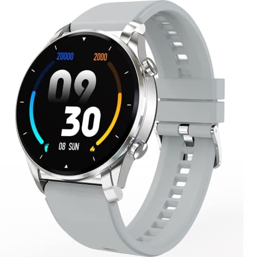 (Renewed) Fire-Boltt Thunder Bluetooth Calling Full Touch 1.32inch Amoled LCD Smartwatch with SpO2, Heart Rate & Sleep Monitoring, 30 Sports Modes , Silver, Free Size