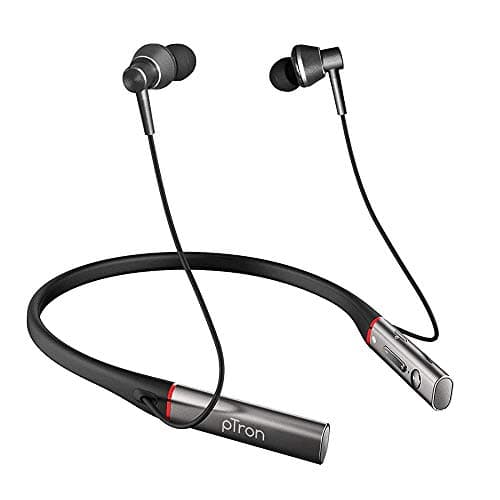 (Renewed) PTron Tangent Plus Magnetic in-Ear Wireless Bluetooth 5.0 Headphones, 15hrs Playback with Deep Bass, TF Player/Selfie Feature, IPX4 Water/Sw