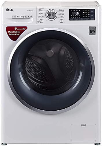LG 7 kg Inverter Fully-Automatic Front Loading Washing Machine (FHT1207SWW.ABWPEIL, Blue and White, Inbuilt Heater)