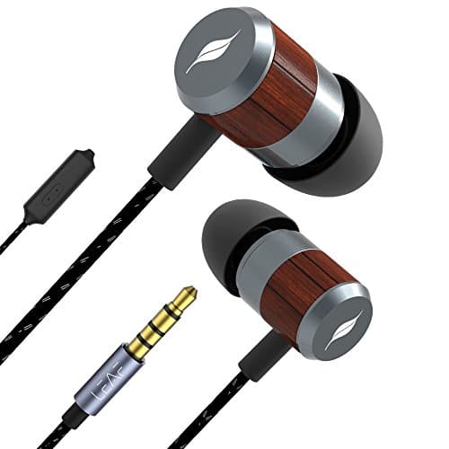 Leaf Bolt Wooden Wired Earphones with Mic and In-Line Remote for Music Controls || In-Ear Headphones with Wooden Finish Earbuds || Compatible with And