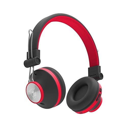 (Renewed) Ant Audio Treble H82 On-Ear Bluetooth Headphones with Mic (Black and Red)