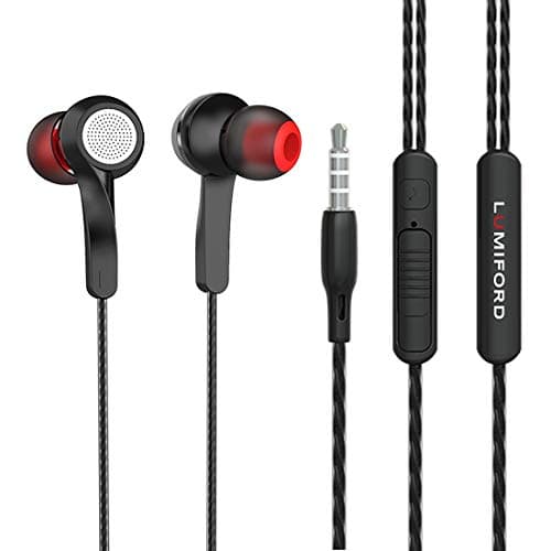 LUMIFORD Ultimate U30 in-Ear Wired Earphones with mic, HD Sound, 10mm Dynamic Drivers & Passive Noise Cancellation, Durable Tangle Free Cable (Red)