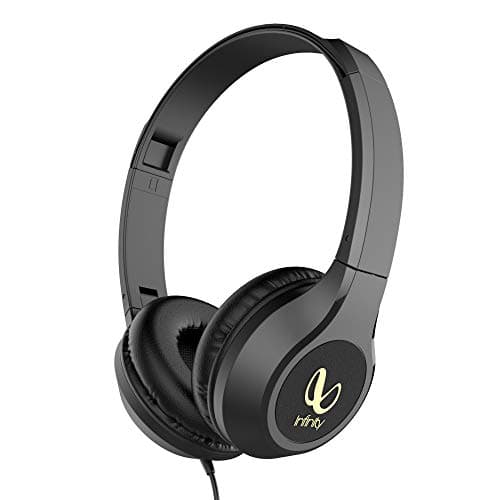 (Renewed) Infinity (JBL) Zip 500 On-Ear Deep Bass Foldable Headphones with Mic (Charcoal Black)