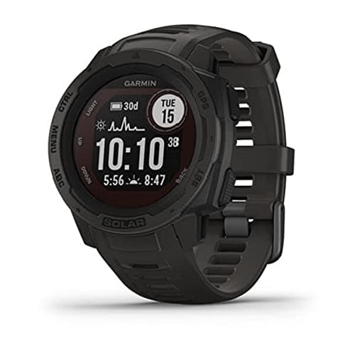 Garmin Instinct Solar, Solar-Powered Rugged Outdoor Smartwatch, Built-in Sports Apps and Health Monitoring, (Graphite - Solar)