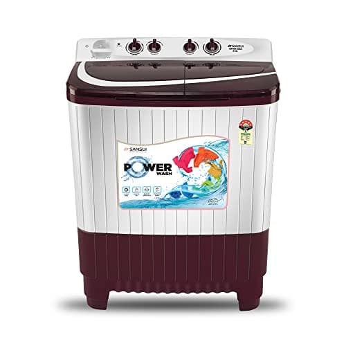 Sansui 9 kg Semi Automatic Top Load Washing Machine JSP90S-2022L (Burgundy) With Dual Waterfall Technology