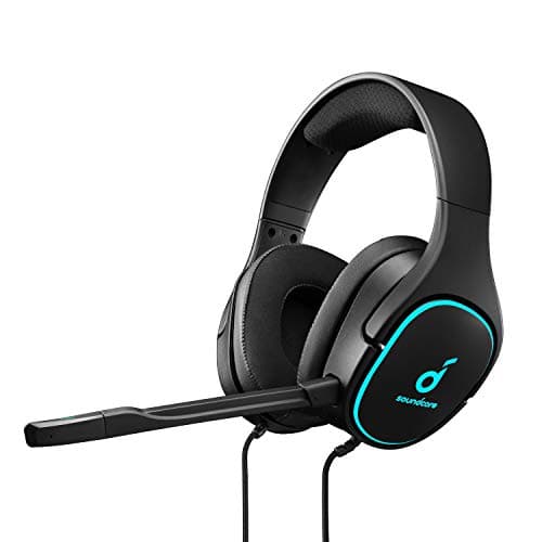 Anker Soundcore Strike 3 Gaming Headset, PS4 Headset, PC Headset, 7.1 Surround Sound, Sound Enhancement for FPS Games, Noise Isolating Mic, LED Light,