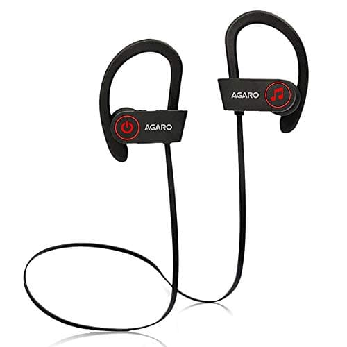(Renewed) AGARO Active Wireless Bluetooth v5.0 Earphone with Mic &amp; Ear Hook, IPX7 Waterproof, Upto 10 Hours Battery Life, Carry Case (Black)