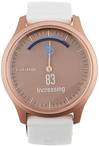 Garmin vívomove Style, Hybrid Smartwatch with Real Watch Hands and Hidden Color Touchscreen Displays, Rose Gold with White Band