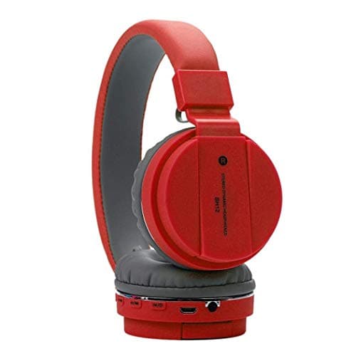 Buddymate SH-12 Portable &amp; Foldable Over-Ear Bluetooth Headphone with 9 Hours Battery Life,Soft Cushions,Deep Bass &amp; SD/USB/AUX Support for Al