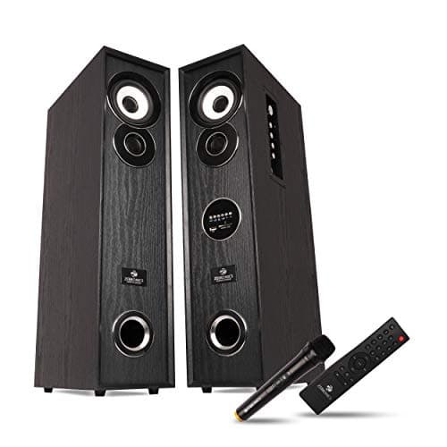 Zebronics ZEB-BT7300 90W 2.0 Channel Tower Speaker with 2 x Subwoofer, BT/USB/SD/AUX connectivity, Built in FM Radio, Wireless Mic, Remote Control
