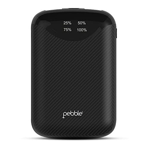 Pebble Pico Pocket Sized 10,000 mAh Power Bank | Fast Charging 2.1 A, Compatible with All Android Phones &amp; iPhones, 6 Months Warranty (Black)