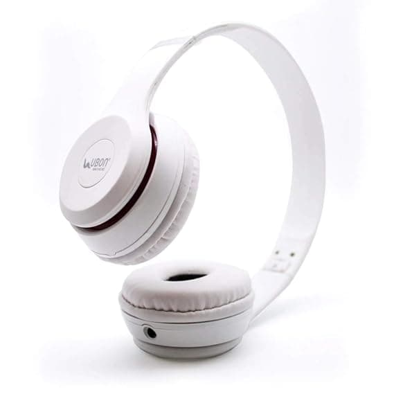 UBON GHP-1270 3.5mm Wired Stereo Headphone with Mic Over-Ear 100 mW Driver Headset with Folding Design (White)