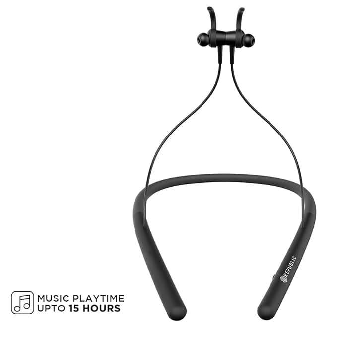 Nu Republic Rebop 3 Neckband in-Ear Wireless Earphones with Bluetooth 5.0, 10 mm Dynamic Drivers, Long Battery Life, in-Line Controls with Mic In-Ear