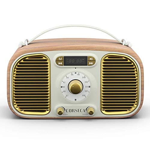 Corseca Eternia Retro Styled 20 Watt 2.0 Channel Wireless Bluetooth Portable Speaker (White)