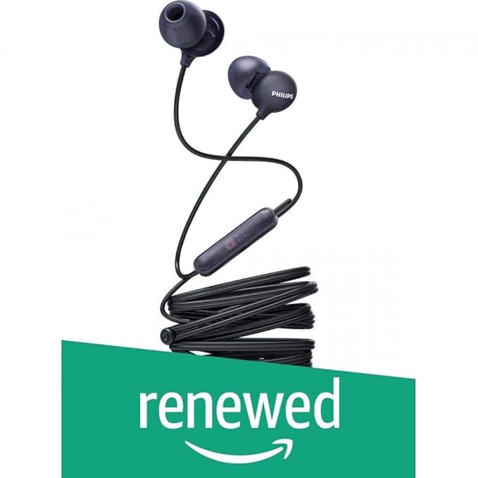 (Renewed) Philips SHE2405BK/00 Upbeat inear Earphone with Mic (Black) In-Ear
