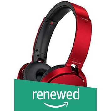 (Renewed) Sony MDR-XB650BT Extra Bass Wireless Headphones (Red)