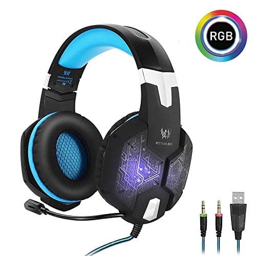 Kotion Each G1000 Gaming Headphones with Mic and RGB Changeable LED Lights (Black/Blue)