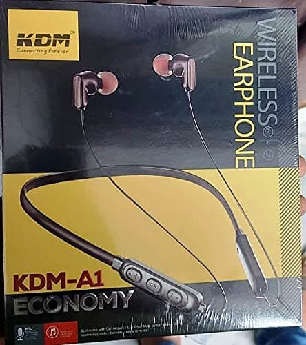 KDM A1 Economy Wireless Bluetooth In Ear Neckband Headphone with Mic (Black)