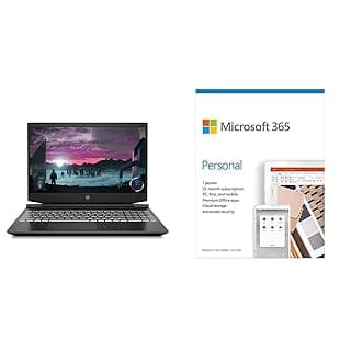 HP Pavilion Gaming 15.6-inch FHD Gaming Laptop (Ryzen 5-4600H/8GB/1TB HDD + 256GB SSD/Windows 10/144Hz/NVIDIA GTX 1650 4GB/Shadow Black), 15-ec1052AX+Microsoft 365 Personal-One Year Subscription